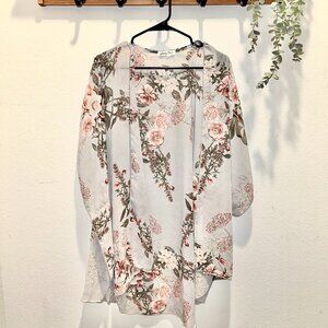 Emory Park Womens Sheer Floral Kimono